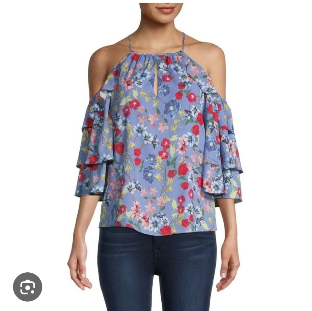 Parker Women's Floral Cold-Shoulder Top Size Small